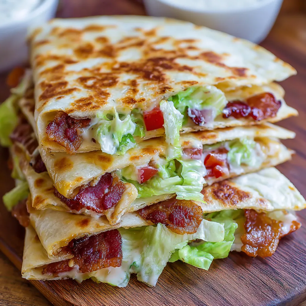 A stack of delicious bacon quesadillas.