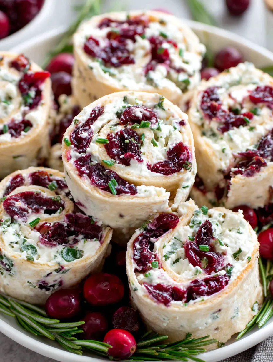 A plate of cranberry roll ups.