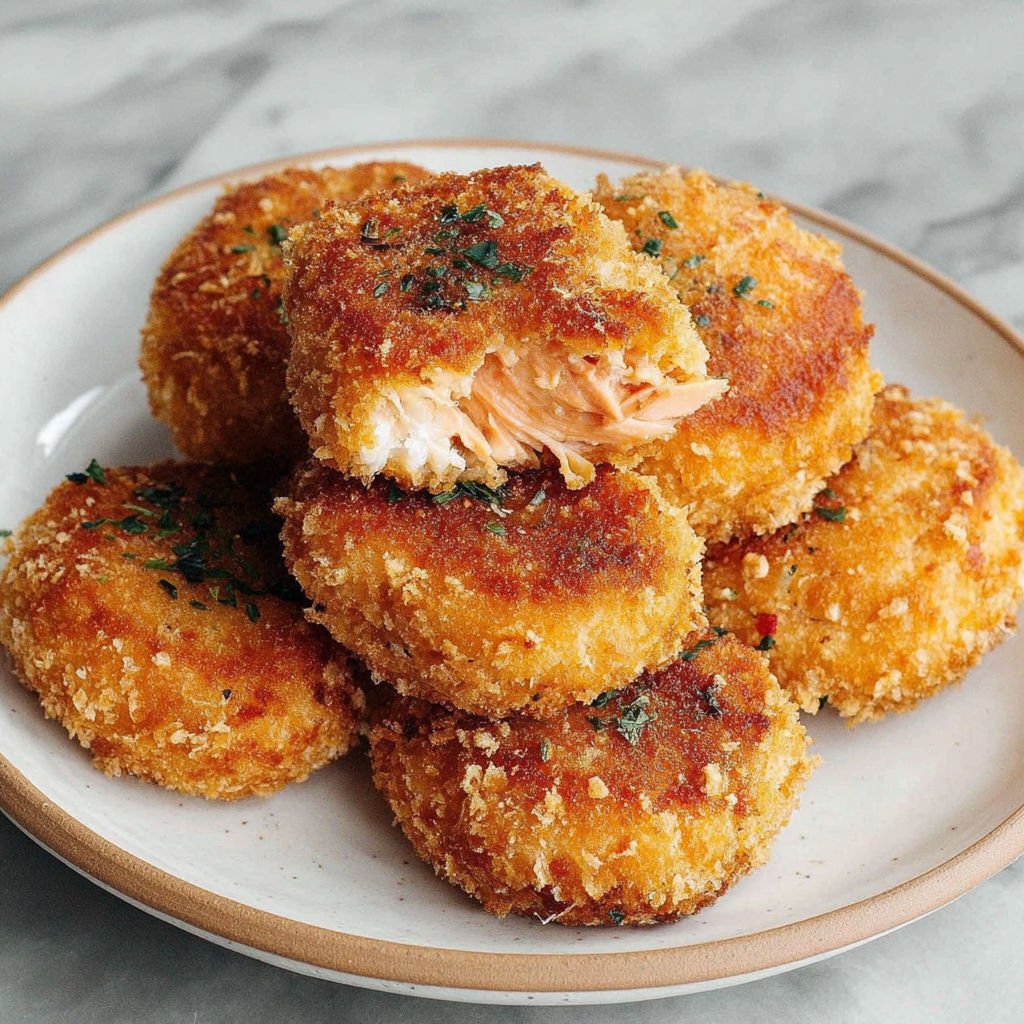 A plate of salmon croquettes.