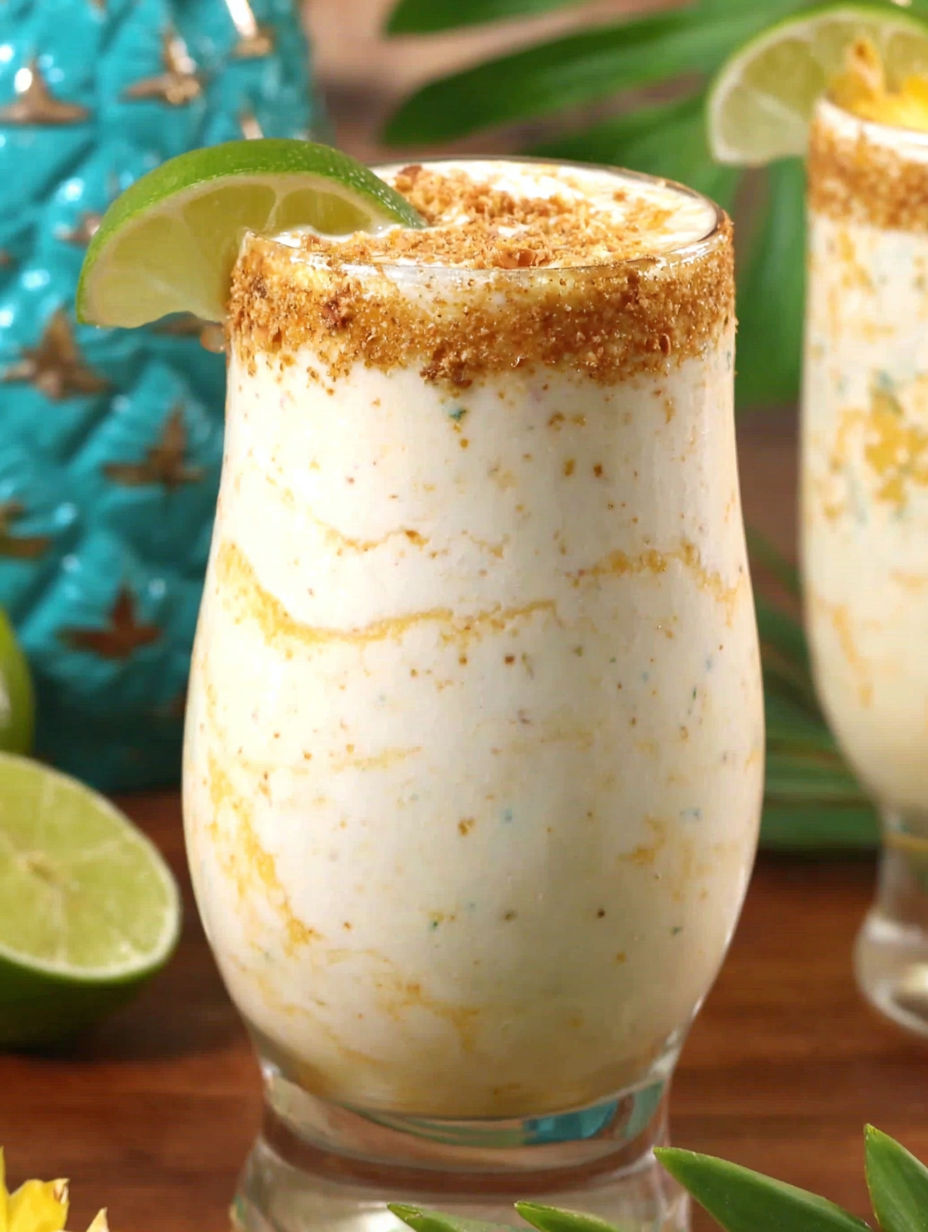 A glass of a Key Lime Colada.