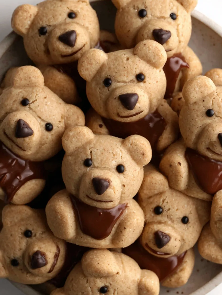 A group of brown butter maple shortbread bear cookies.