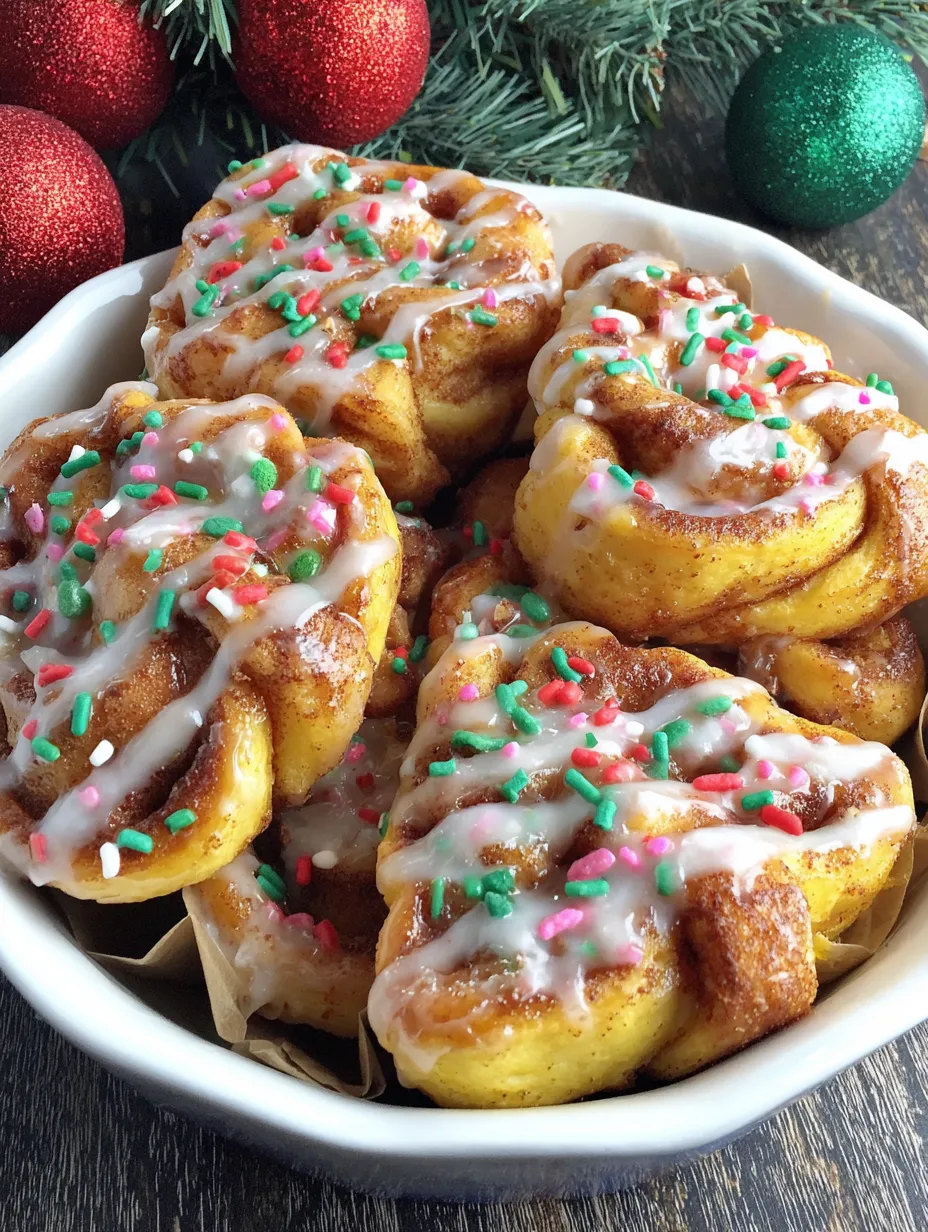 A bowl of cinnamon rolls with sprinkles on top.