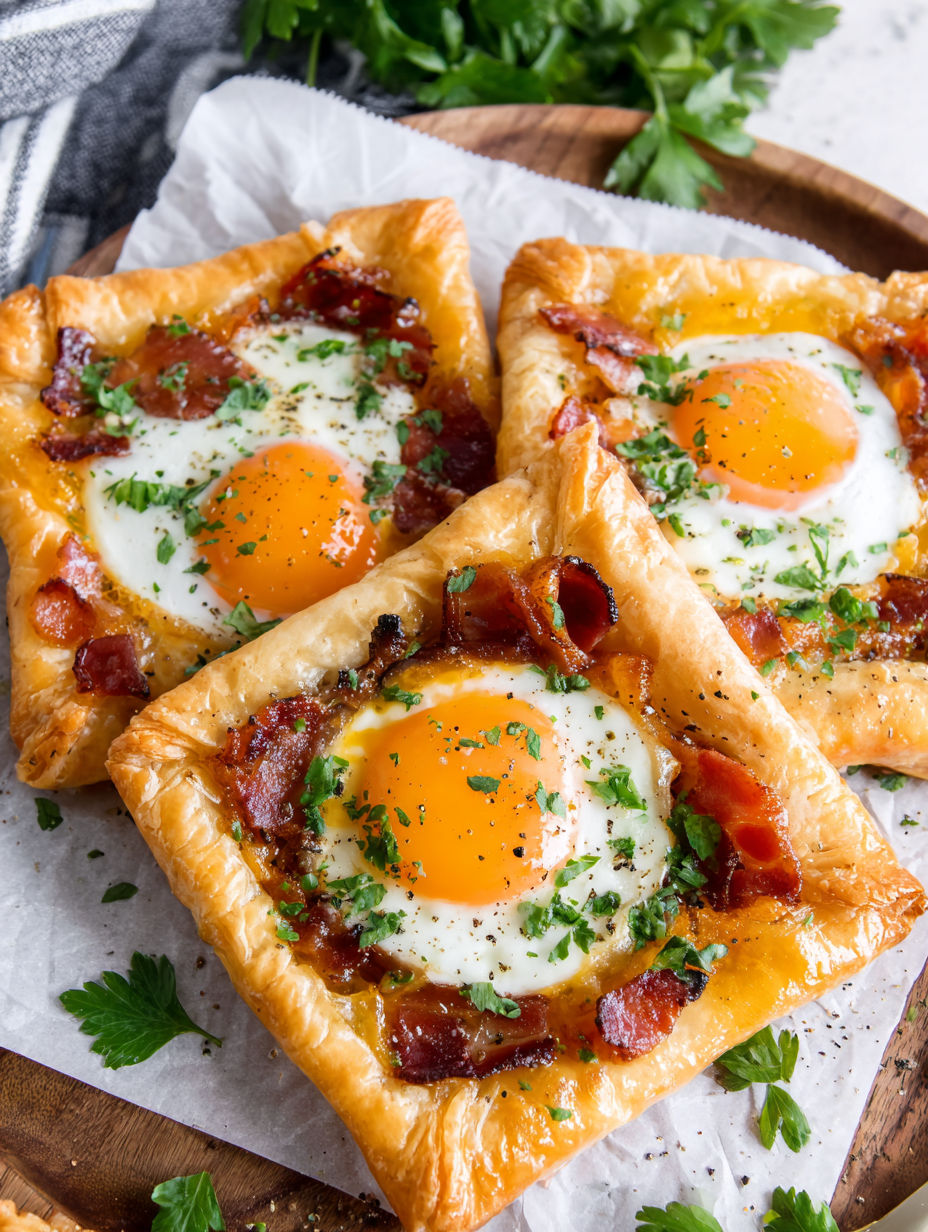 Bacon and egg breakfast pastry.