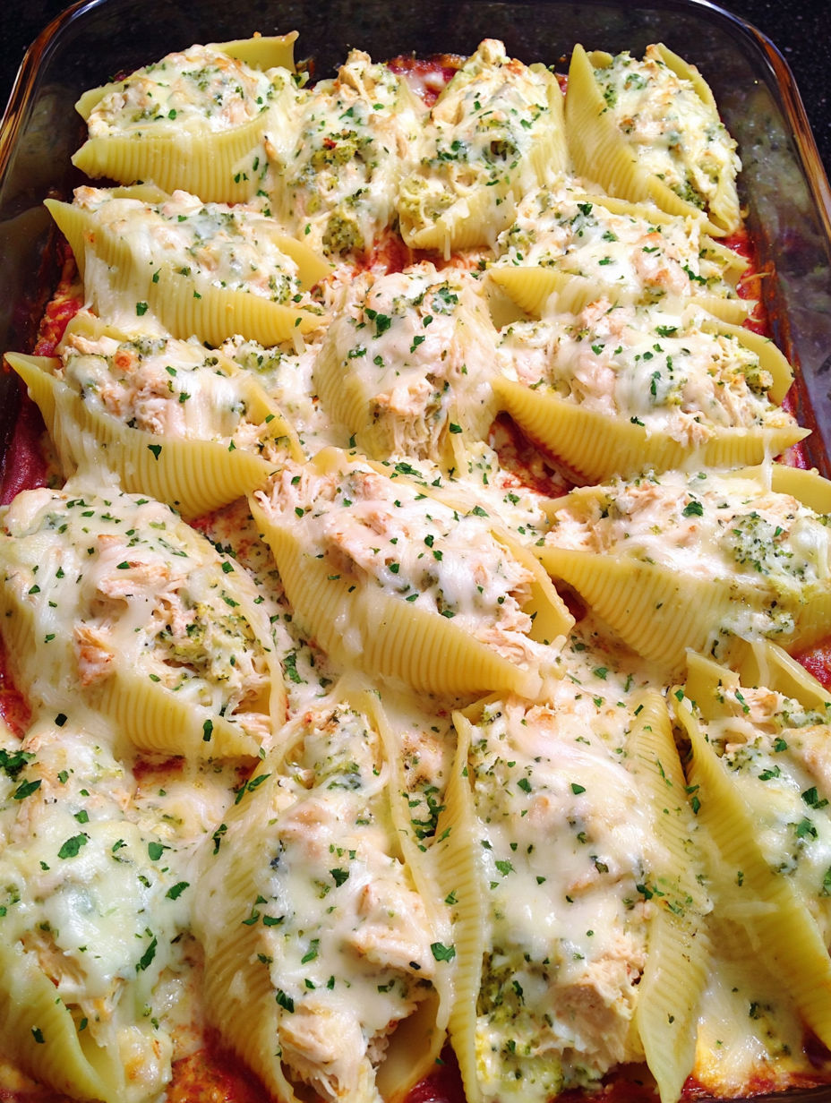A dish of pasta with cheese and chicken.