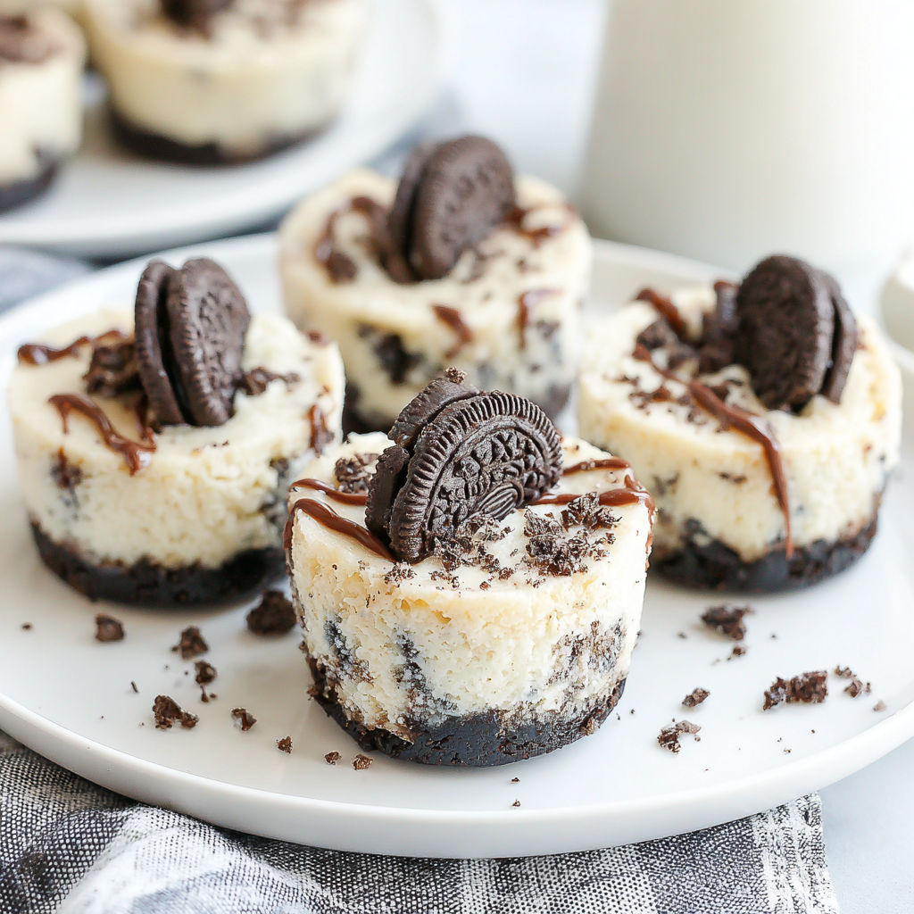 A plate of Oreo cheesecake bites.