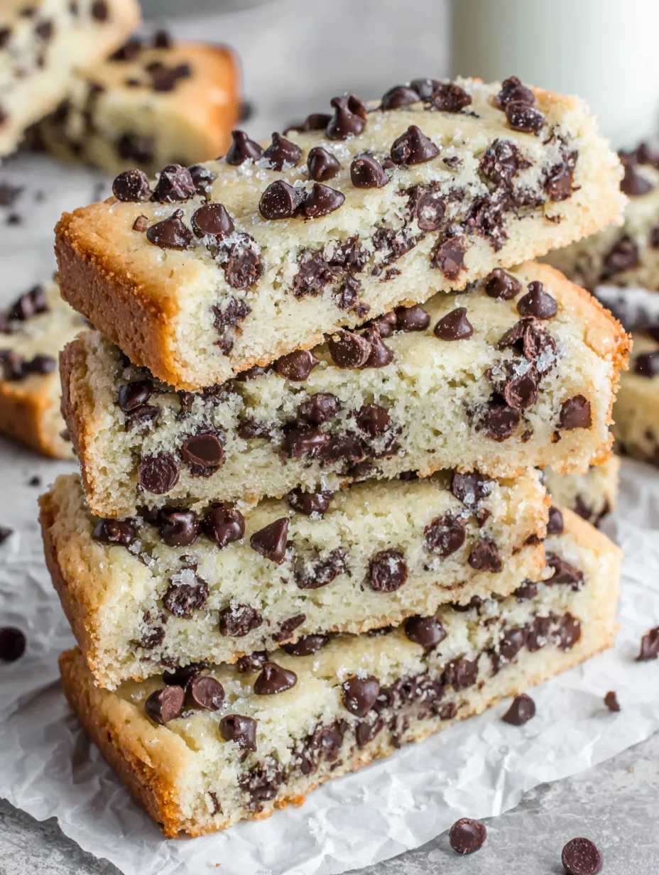 A stack of chocolate chip shortbread cookies.