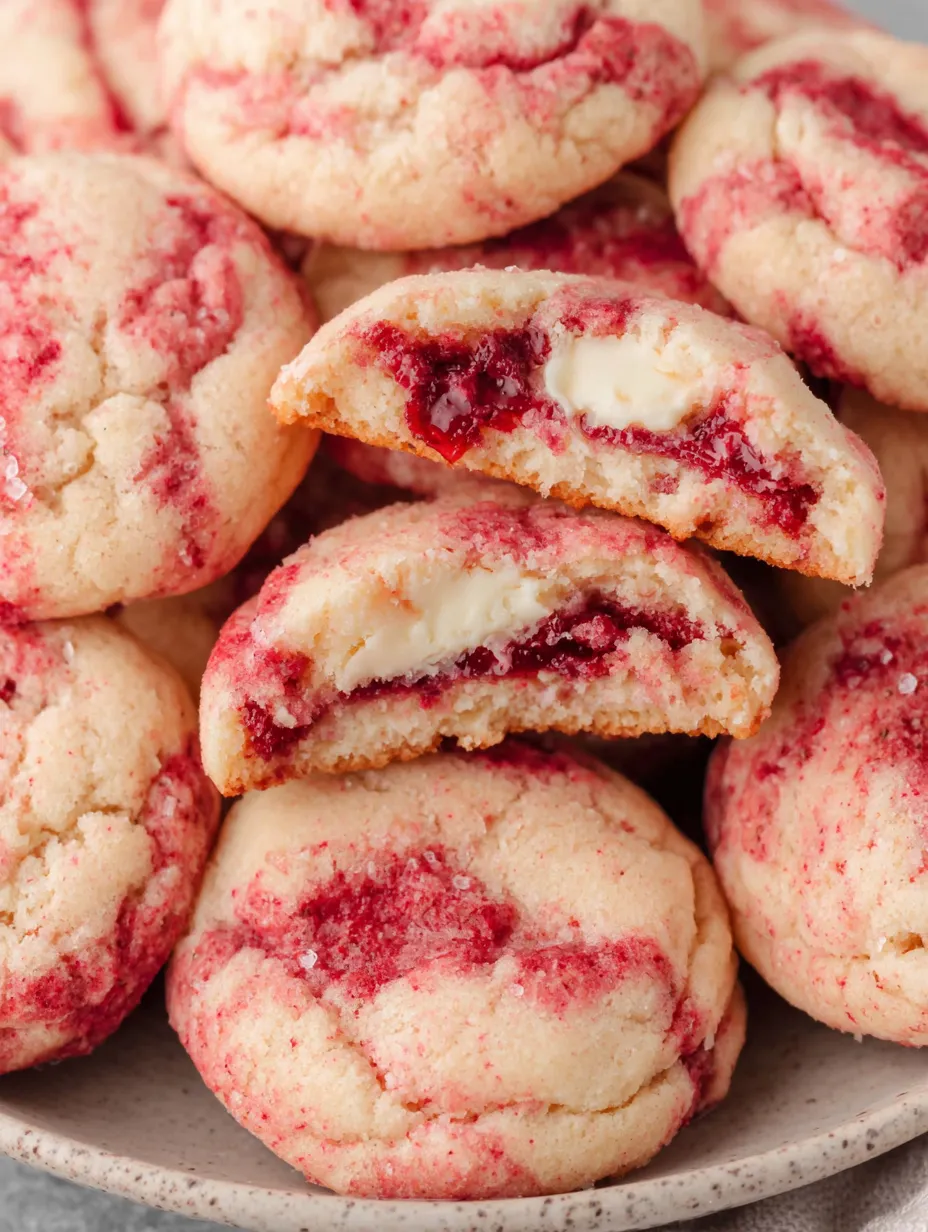 A pile of strawberry cheesecake cookies.