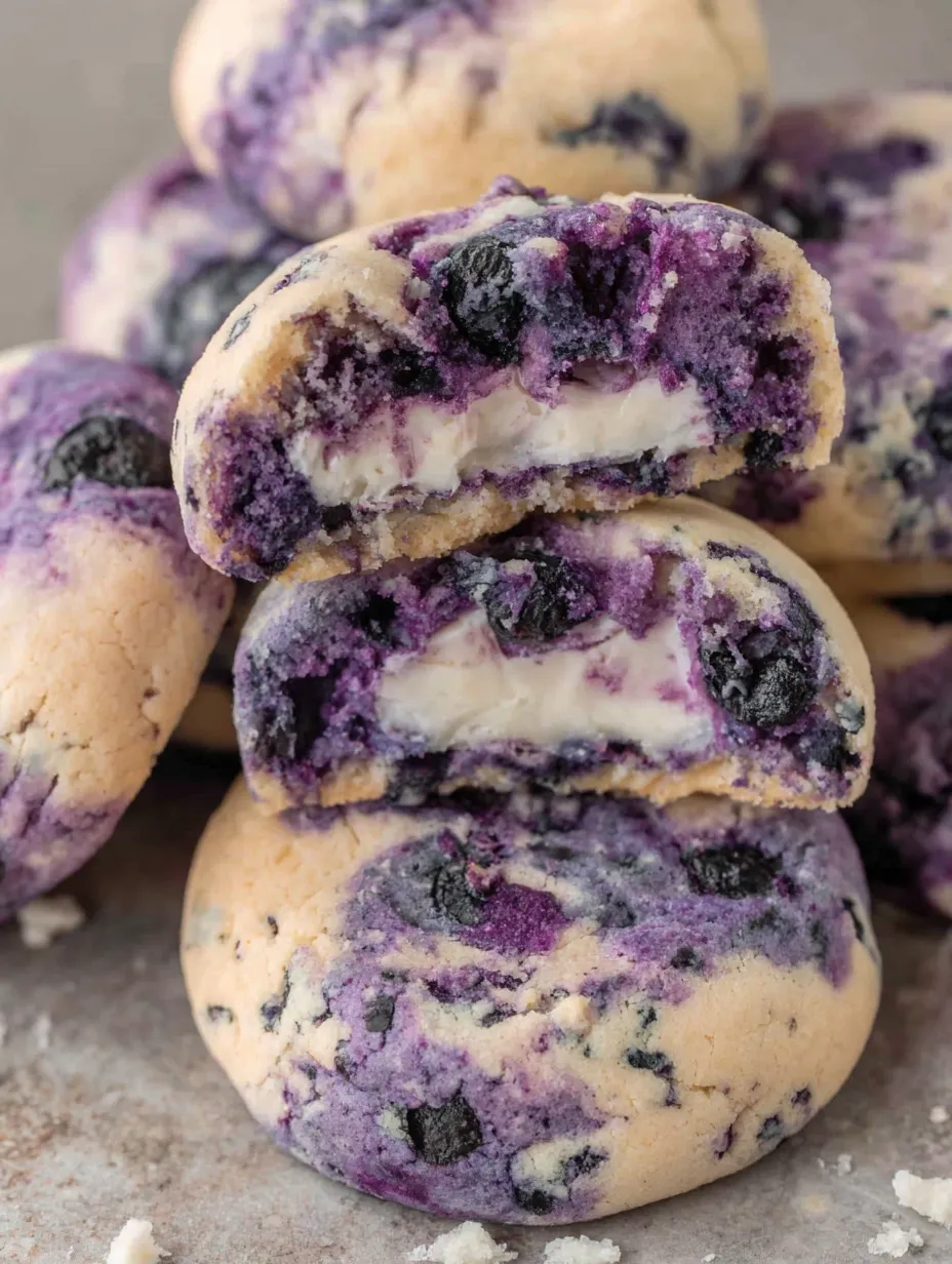 A stack of blueberry cheesecake cookies.