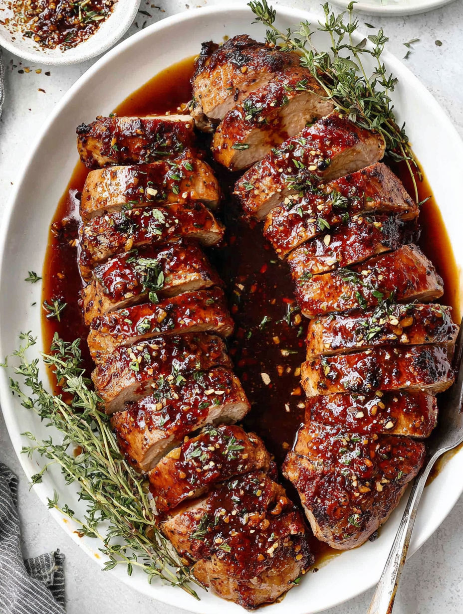 A plate of meat with a sauce on it.