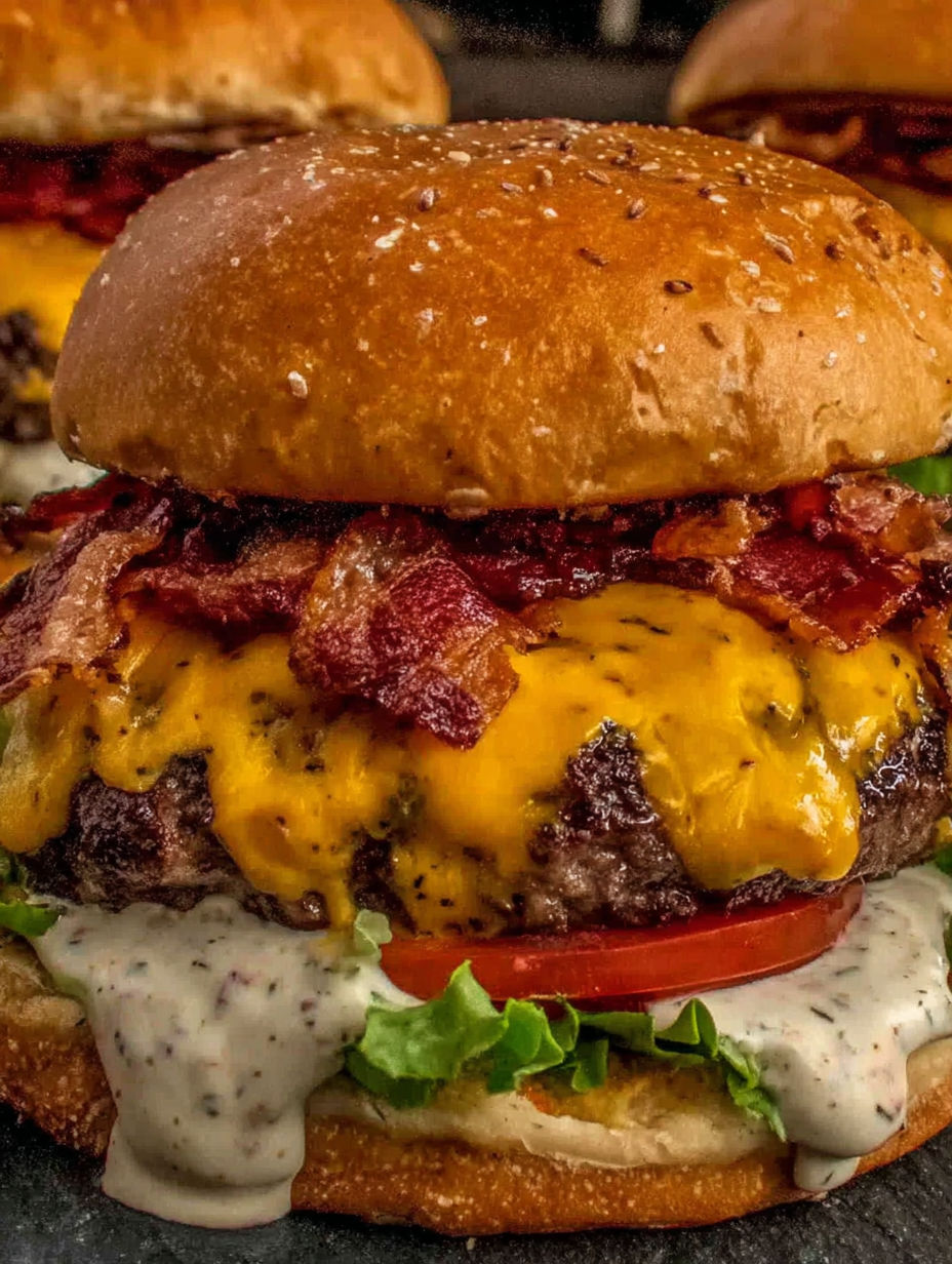 A delicious burger featuring bacon and cheese.