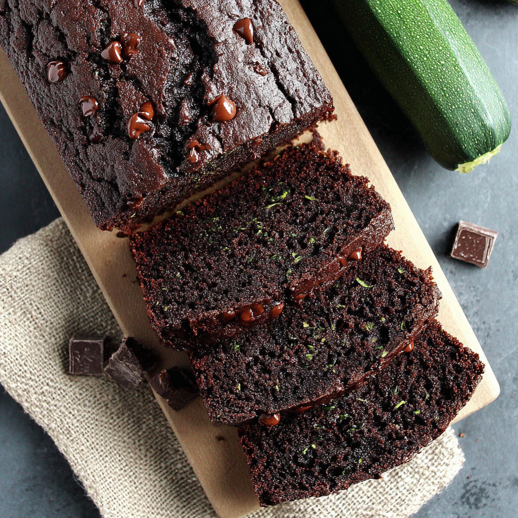 A slice of chocolate zucchini bread.