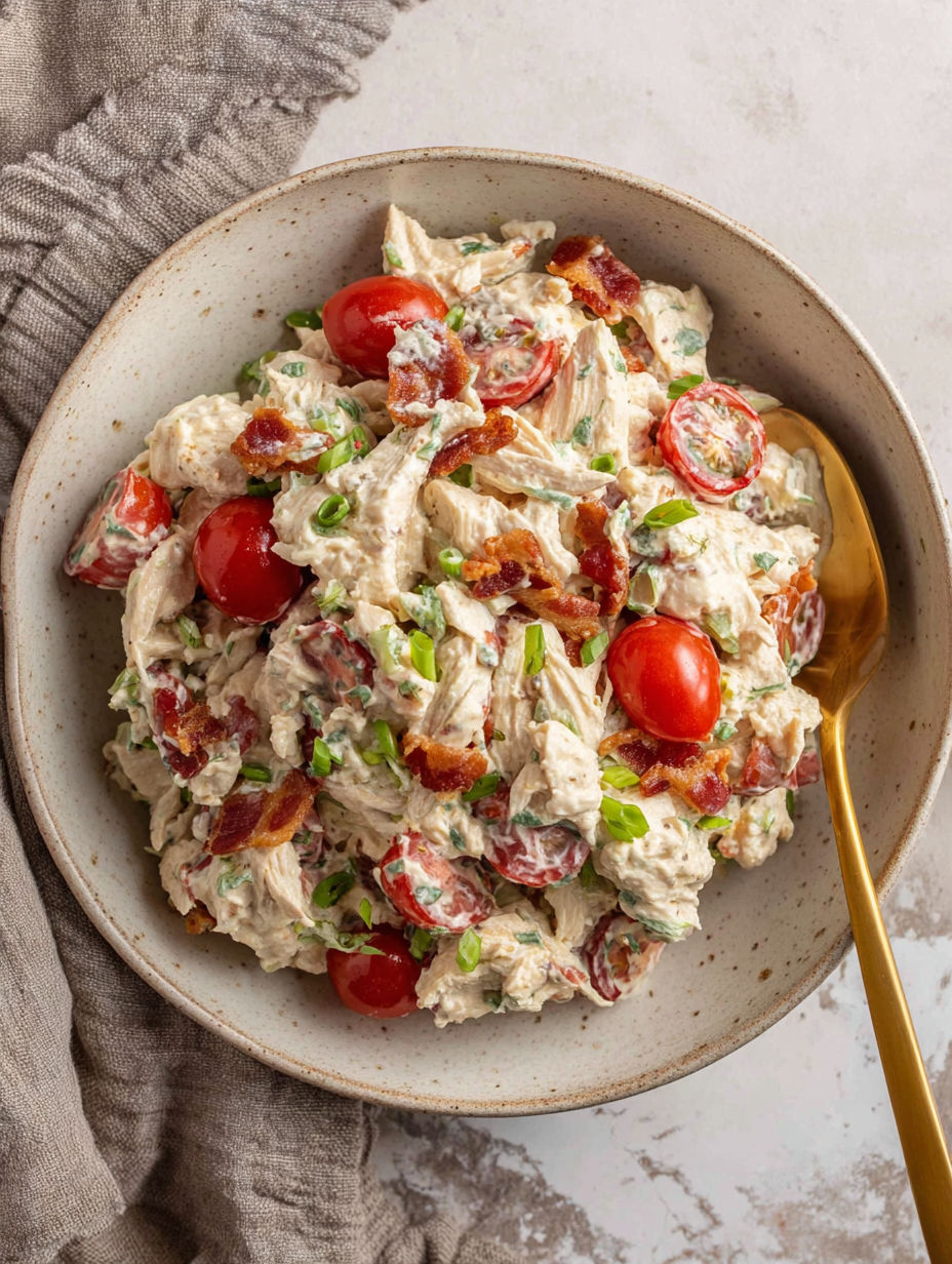 A bowl of food with tomatoes, bacon, and greens.