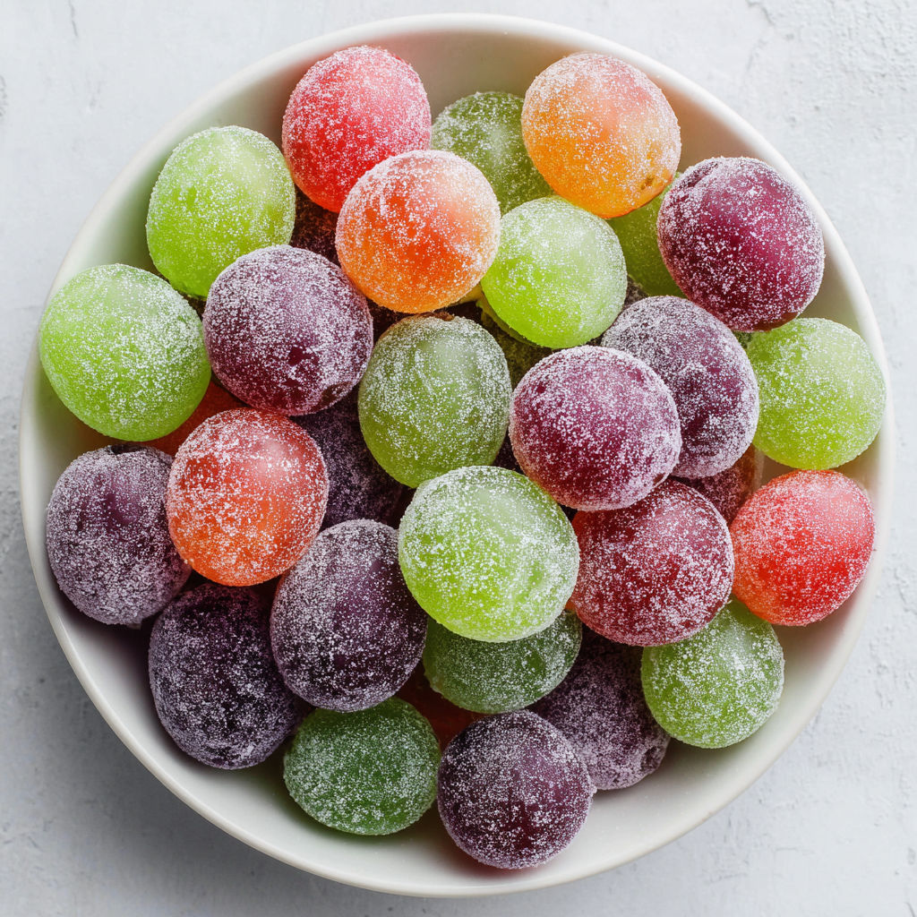 A bowl of grapes and other fruits.