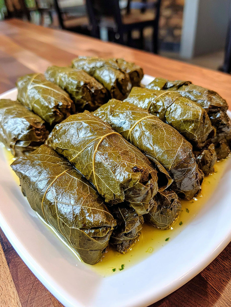 A plate of food with a green leafy vegetable.