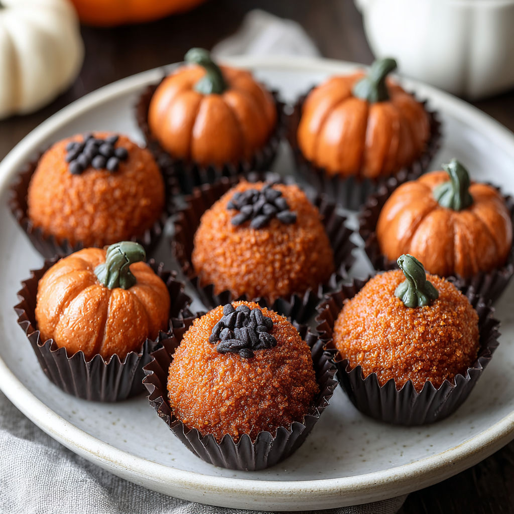 A plate of pumpkin cheesecake truffles.