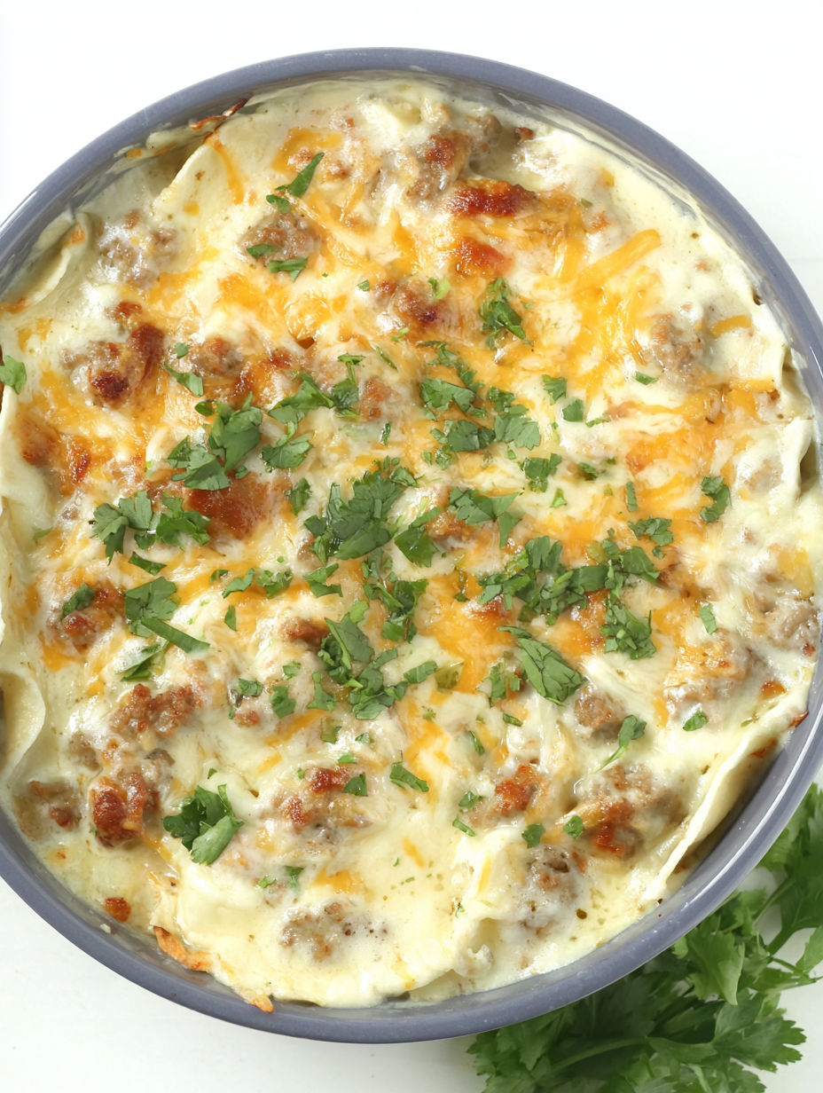 A bowl of food with the words "Instant Pot Breakfast Enchiladas" on it.