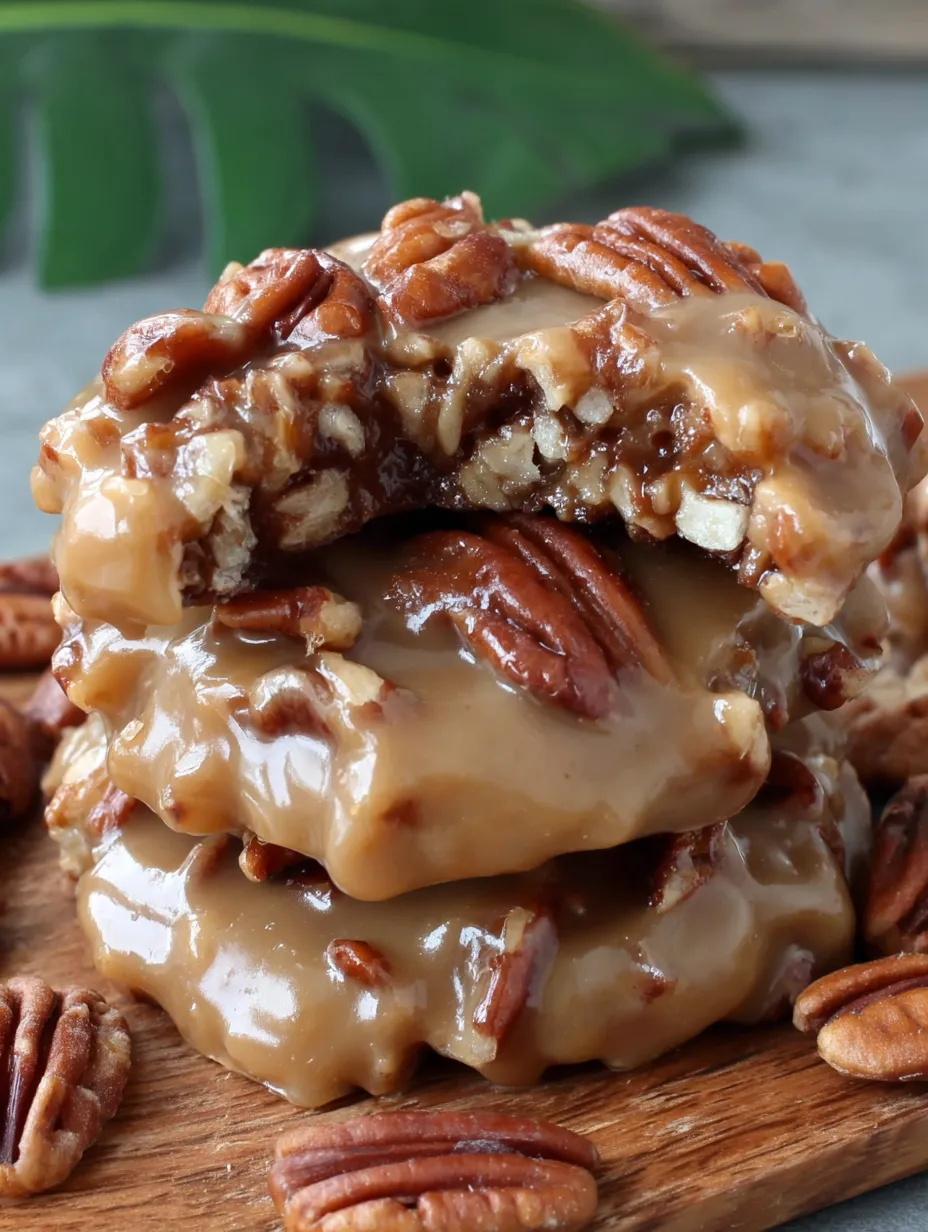 A stack of pecan praline cookies.