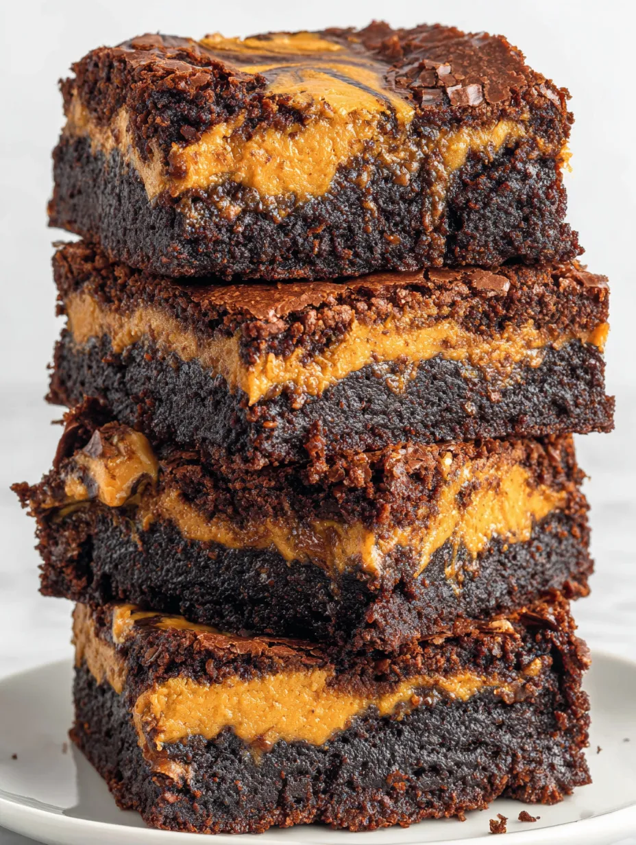 Three layers of chocolate brownies with pumpkin filling.