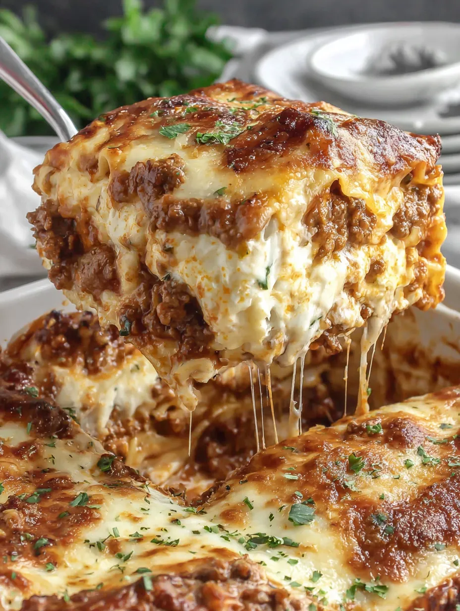 A close up of a delicious lasagna.