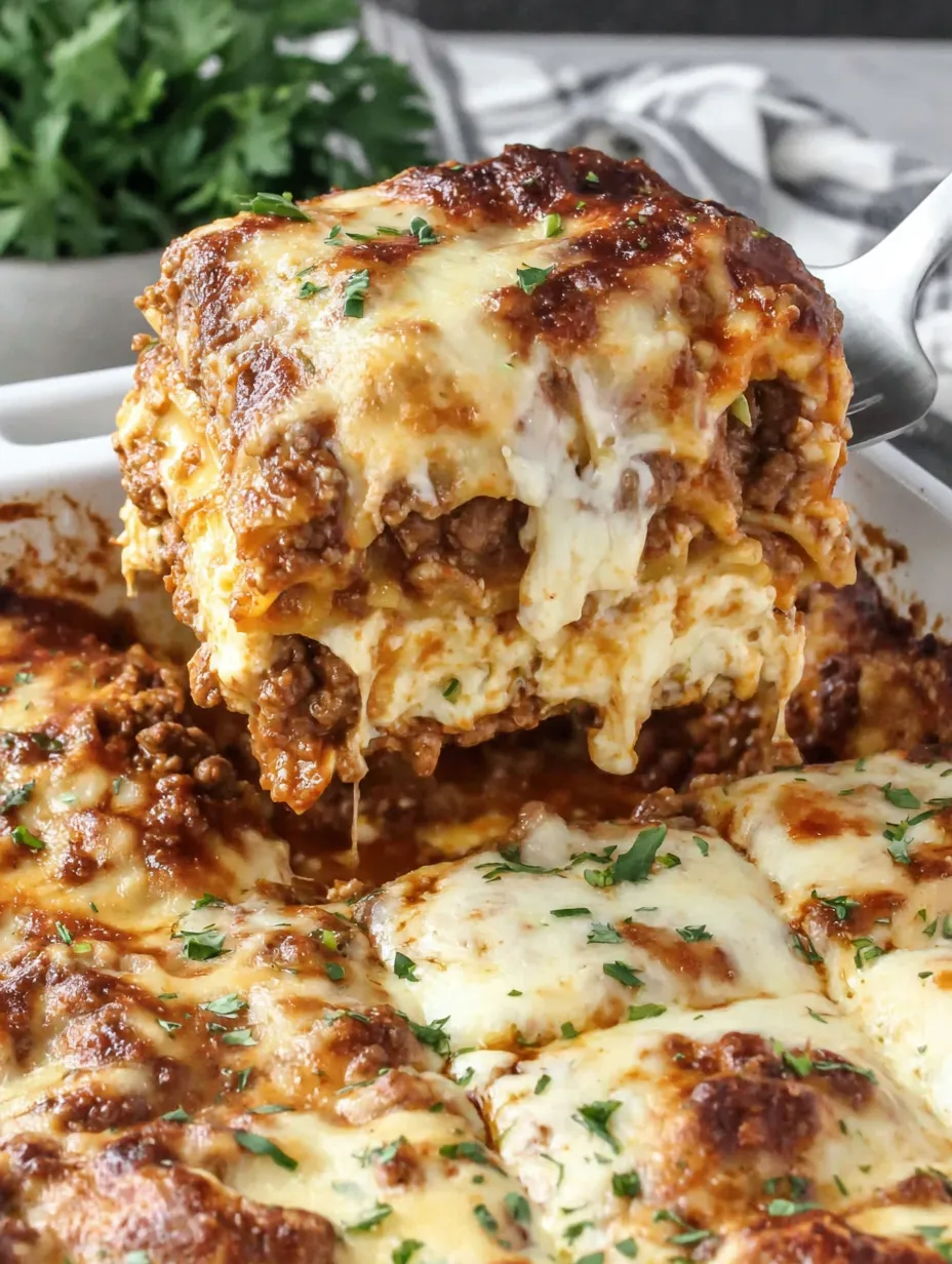 A close up of a delicious lasagna.
