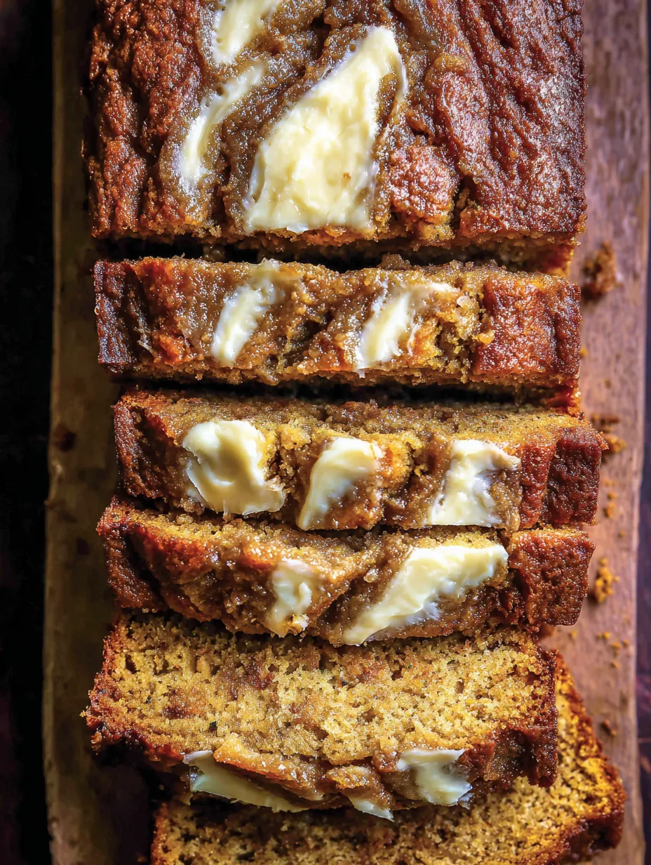Three slices of bread with butter on top.