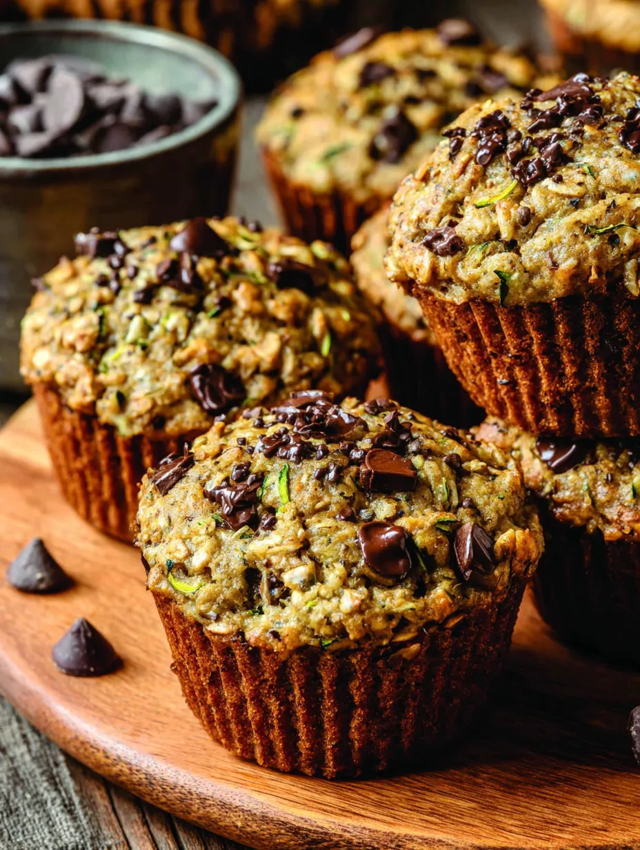 A plate of muffins with chocolate chips and oatmeal.