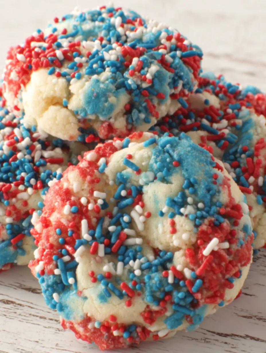 A plate of patriotic sprinkle cookies.