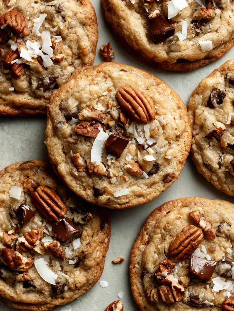 Cowboy cookies on a table.