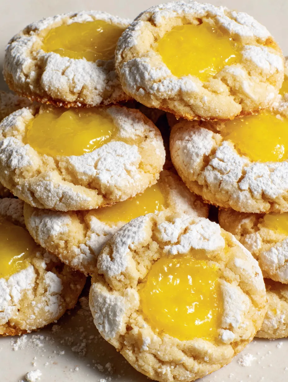 Lemon curd cookies on a plate.