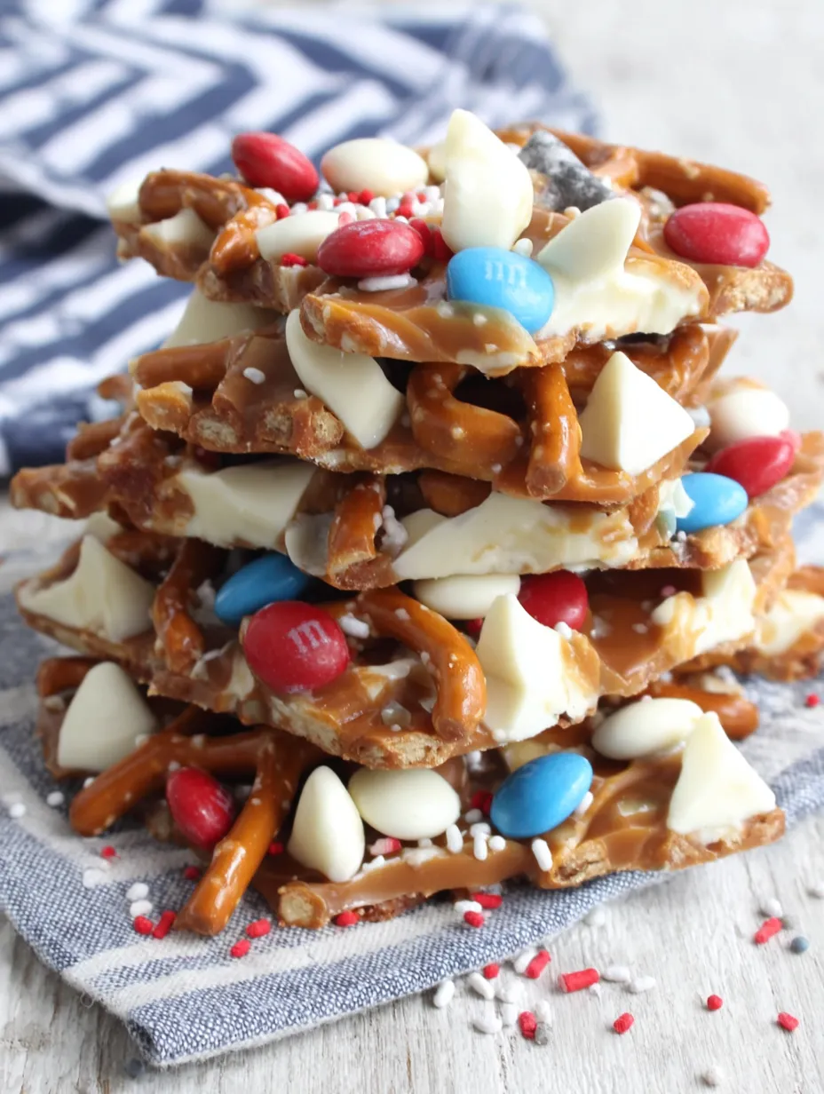 A stack of M&M bark candies.