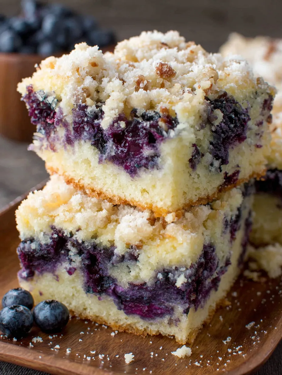 A slice of blueberry breakfast cake.