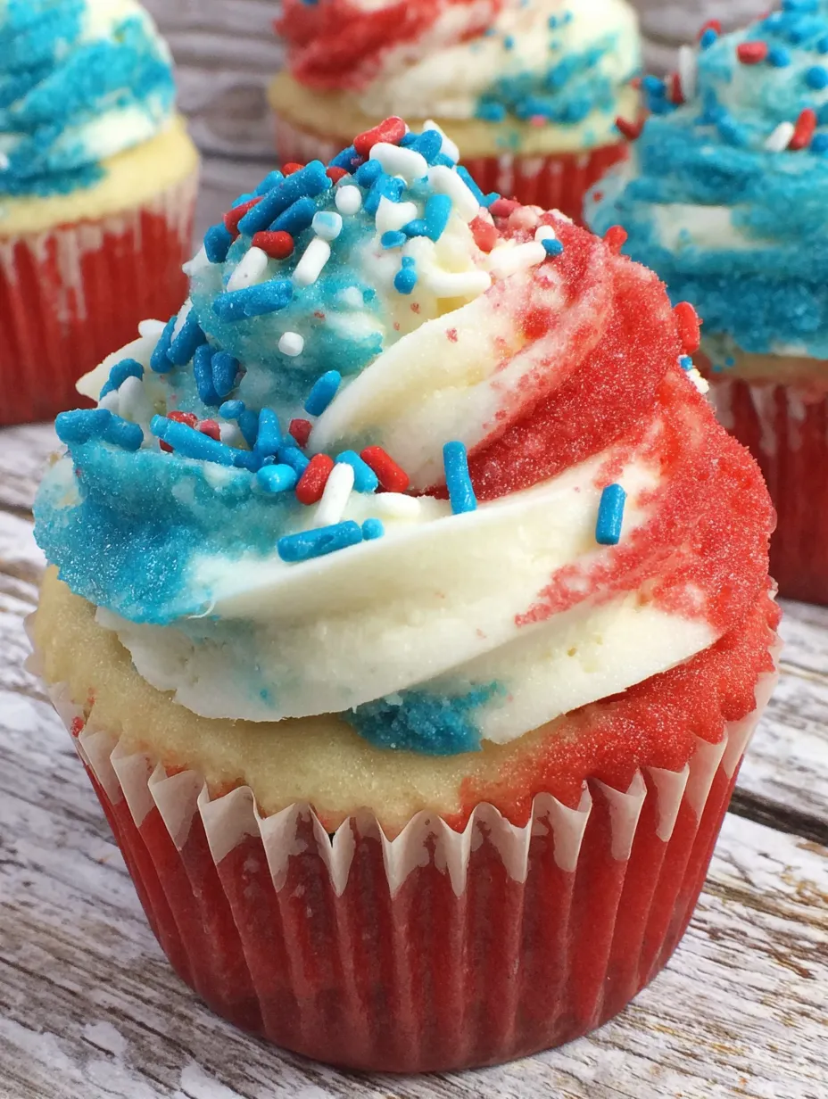 Red white and blue cupcakes.