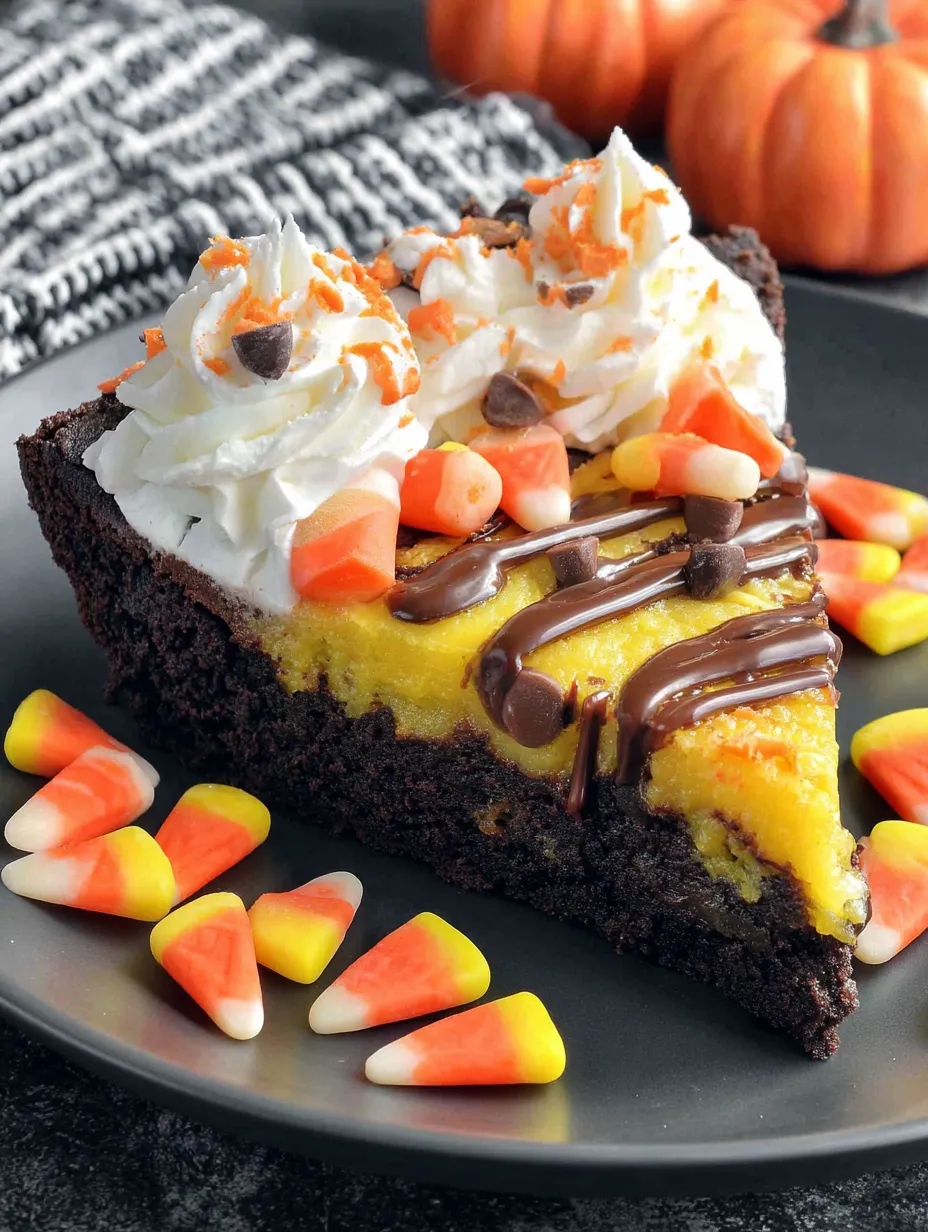 A slice of candy corn cookie cake.