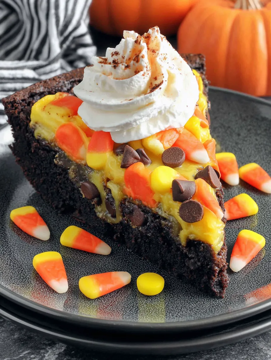A slice of candy corn cookie cake.