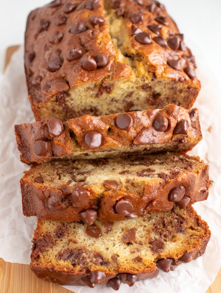 A slice of chocolate chip banana bread.