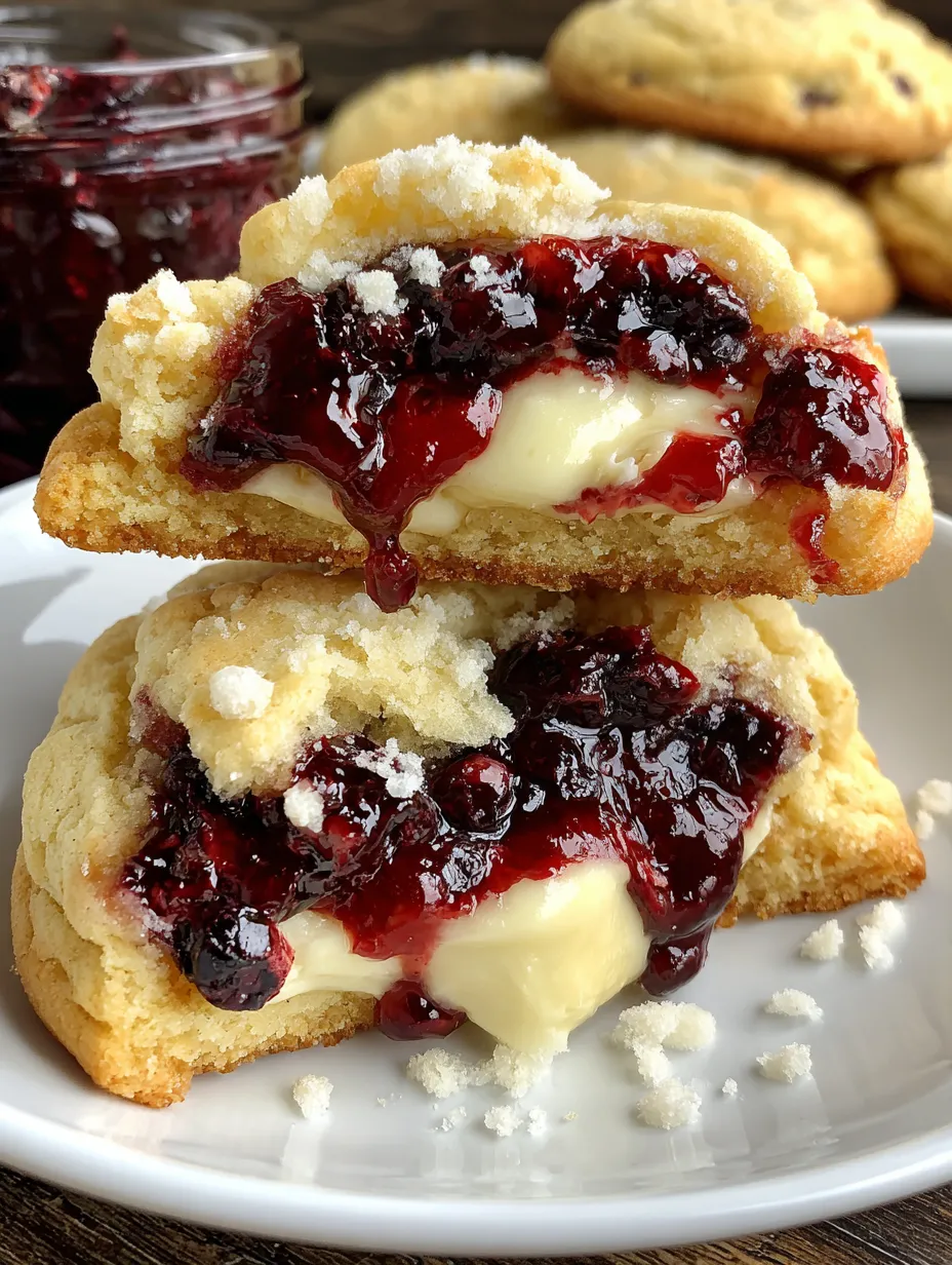 A stack of two blueberry cheesecake cookies.