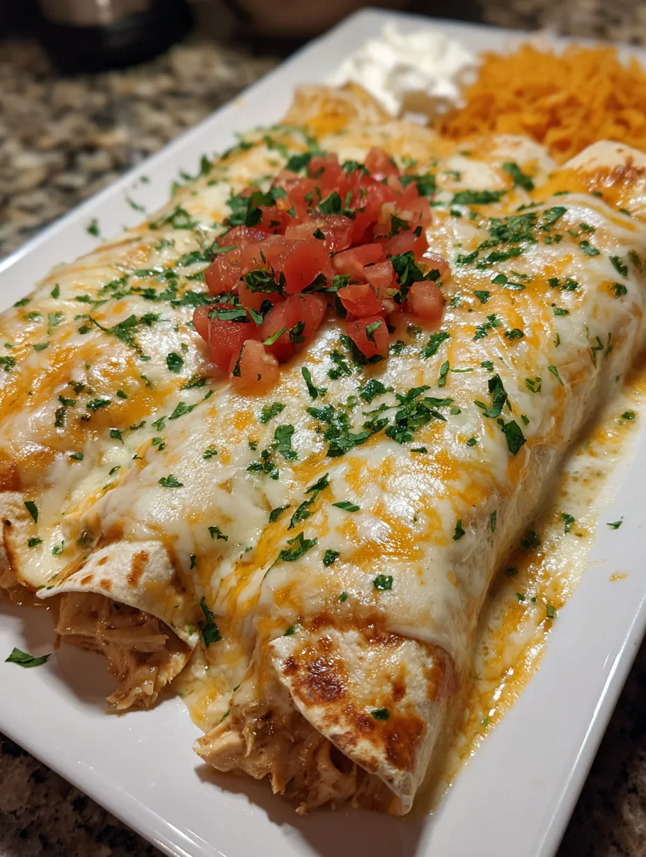 A plate of queso chicken enchiladas.