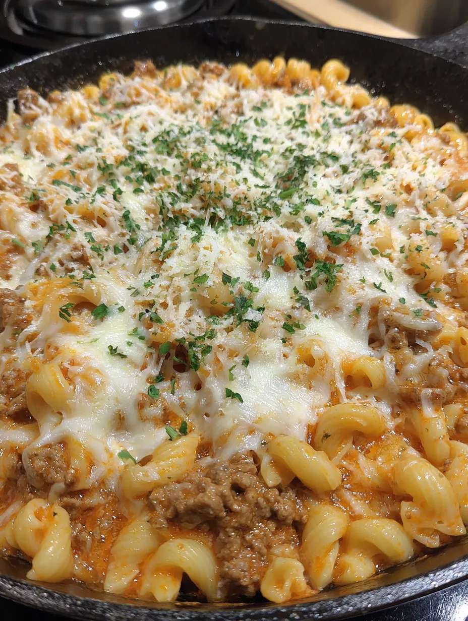 A close up of a homemade lasagna with hamburger helper.