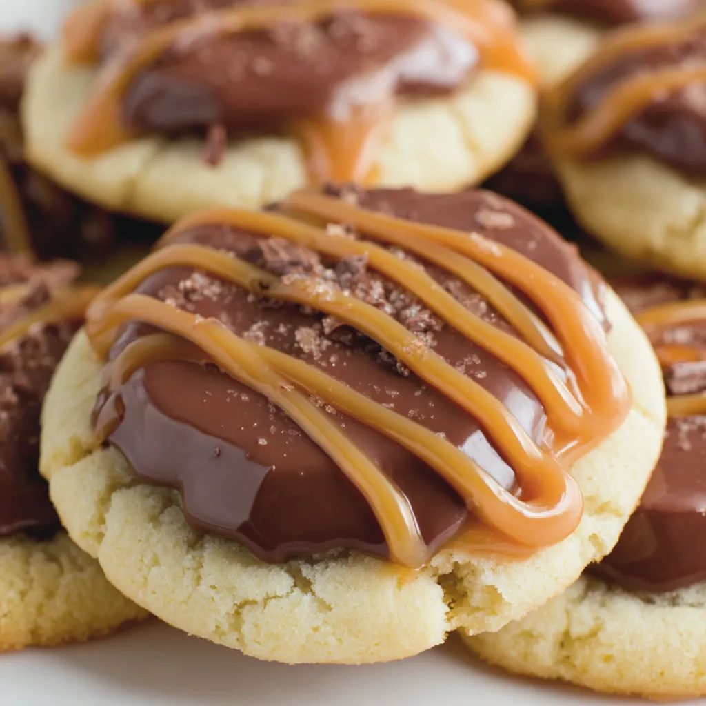 Twix cookie cups with chocolate icing.
