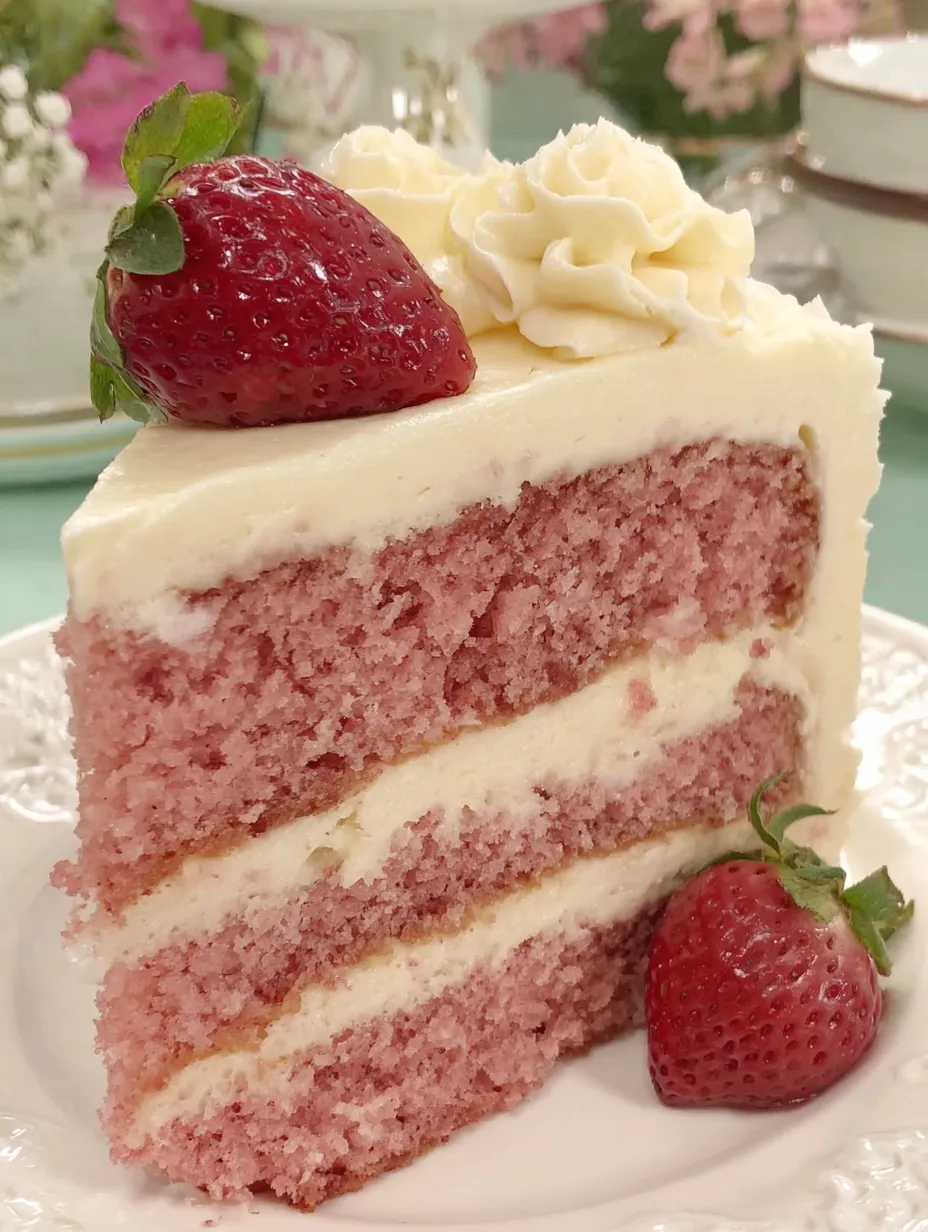 A slice of strawberry lemonade cake.