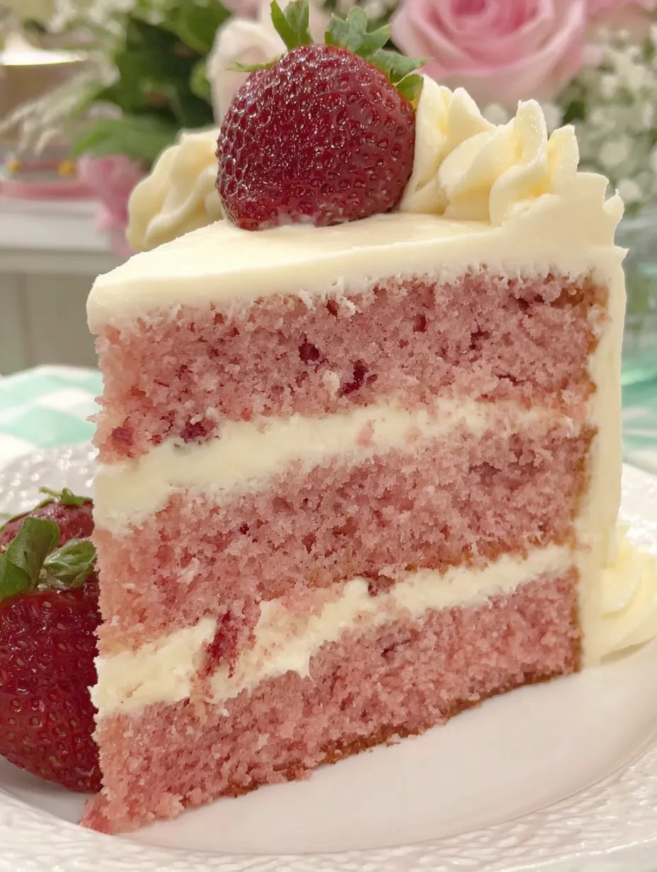 A slice of strawberry lemonade cake.