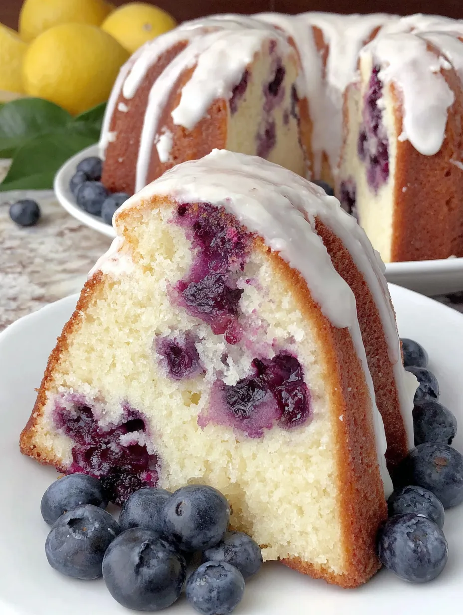 A slice of lemon blueberry sour cream pound cake.