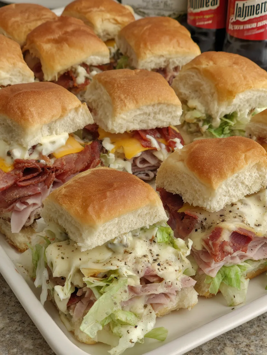 A plate of chopped club sliders.