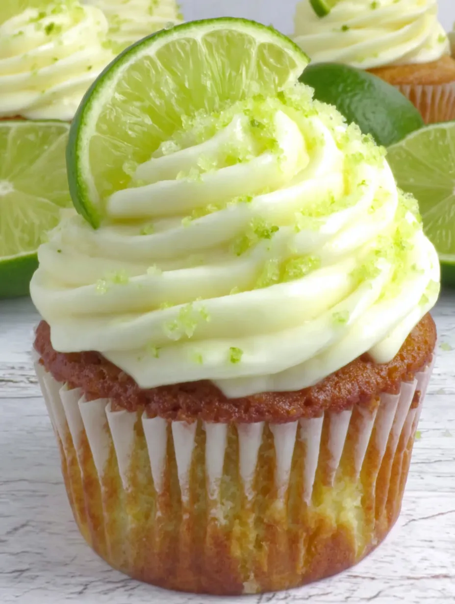 A cupcake with a lime wedge on top.