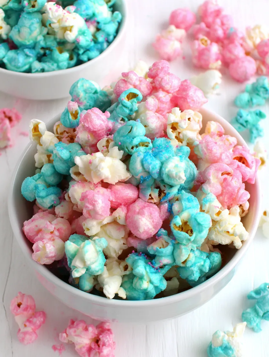 A bowl of colorful popcorn.