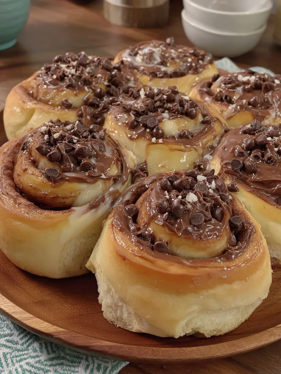 Nutella rolls on a wooden platter.