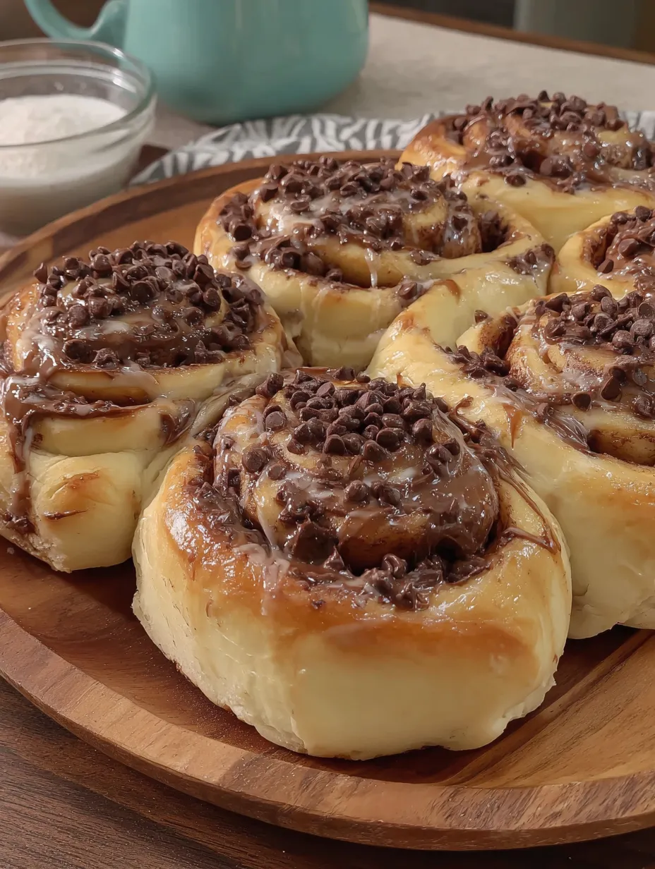 Nutella rolls on a wooden platter.