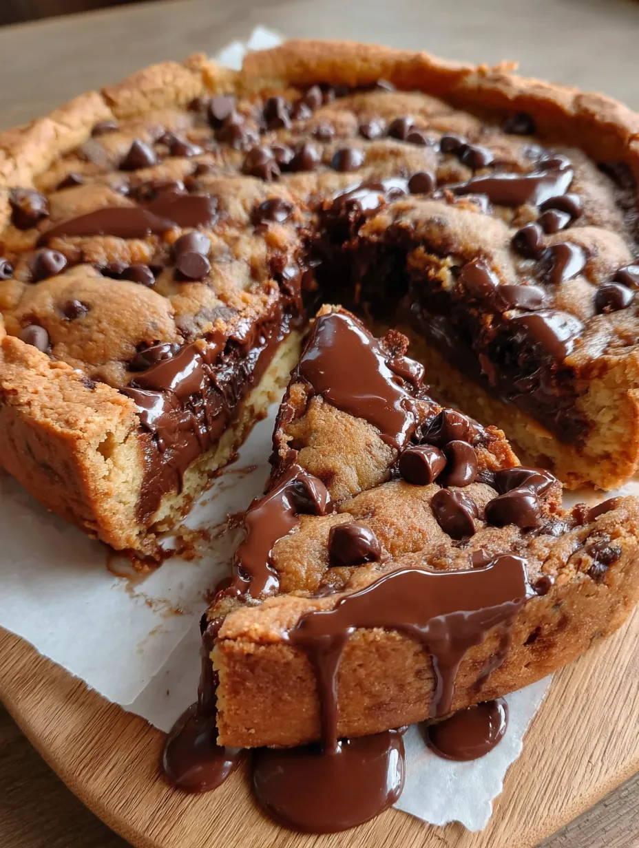 A slice of Nutella stuffed cookie pie.