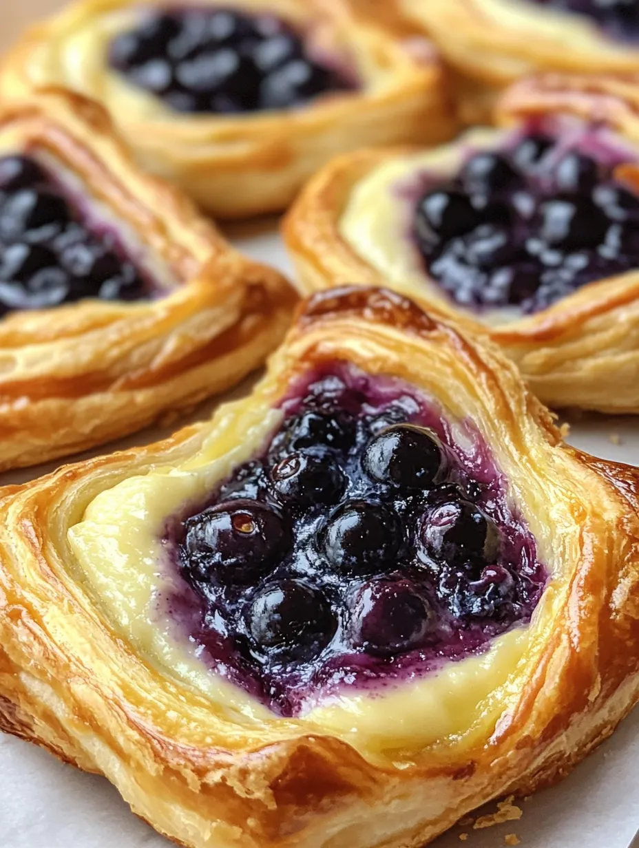 A pastry with blueberries and cheese.
