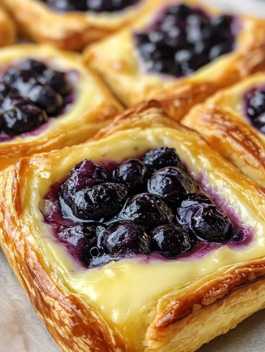 A pastry with blueberries and cheese.